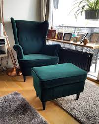 Vicky Nielsen On Instagram Ikea Strandmon Chair Green Velour Greenvelour Velourstol Interior In Living Room Chairs Living Room Green Interior Design