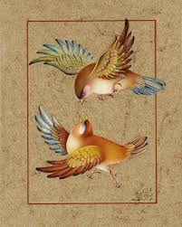 334 Begenme 19 Yorum Instagram Da مجید فتاحی Majidfattahi Art عشق با اقتباس از آثار استاد ماچی Paisley Art Bird Watercolor Paintings Middle Eastern Art