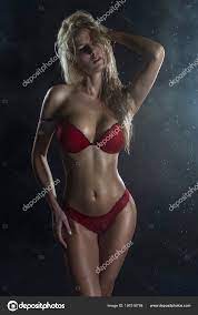 Beautiful Wet Sporty Big Tits Tanned Blonde Girl Wearing Red Stock Photo by  ©alextorb 197516784