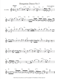 Brahms Hungarian Dance No 5 Sheet Music For Accordion Hungarian Dance Sheet Music Accordion