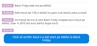Am citit pe aici despre black friday, despre produsele vedeta, dar pe nicaieri nu scrie deocamdata la ce ora va incepe evenimentul. Update 16 11 2020 Lista FinalÄ La Ce OrÄ Incepe Black Friday 2020 Pe Emag