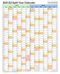 Split Year Calendars 2021 2022 July To June Pdf Templates