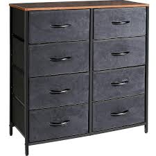 Beside a tall brown dresser and beneath a sloped brown plank ceiling, this brown and blue attic bedroom boasts a vintage metal bed dressed in white and blue bedding topped with white and blue. Kamiler Dresser With 8 Drawers Tall Vertical Storage Organizer 4 Tier Wide Drawer Dresser Tower Unit For Bedroom Hallway Entryway Closets Rustic Brown Buy Online In Aruba At Aruba Desertcart Com Productid 207680609