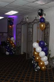 Purple Black And Gold Balloon Arch Purple Black White And Gold Balloon At The Entry Doors Gold Wedding Decorations 40th Birthday Decorations Purple And Gold Wedding