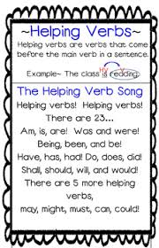 Helping Verbs Song Poster Anchor Chart