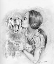 A Girl And Her Dog Friend Pencil Portrait Drawing By Iambuni Art Bestfriends Goldenretriever Pencil Drawings Of Girls Portrait Drawing Beauty Art Drawings