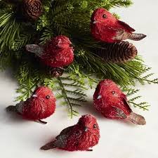 Bird Christmas Tree Ornaments Boxed Set Of 5 Red Bird Clip Ornaments Christmas Bird Mini Christmas Tree Decorations Christmas Tree Feathers