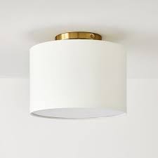 Semi flush mount rattan lighting with gold. Fabric Shade Flush Mount Lighting Drum