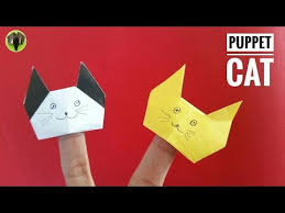 Finger Puppet Cat Diy Origami Tutorial By Paper Folds 747 In 2020 Origami Tutorial Finger Puppets Diy Origami