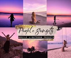 8 Purple Sunsets Mobile Lightroom Presets Blogger Presets For Instagram Travel Lifestyle Fashion Photography Sunset Presets Purple Presets In 2021 Lightroom Presets Purple Sunset Lightroom