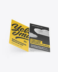 Download Textured Brochure Mockup In Stationery Mockups On Yellow Images Object Mockups PSD Mockup Templates