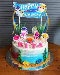 Bizcocho De Baby Shark Para Niño Pastel De Un Nivel Con Familia De Tiburones Para Celebracion De Baby Shark Pastel De Tiburon Fiestas De Cumpleanos De Bebe Torta Para Fiesta