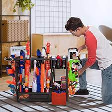 This was made from slat wall board purchased at menards. Amazon Com Nerf Elite Blaster Rack Storage For Up To Six Blasters Including Shelving And Drawers Accessories Orange And Black Amazon Exclusive Toys Games
