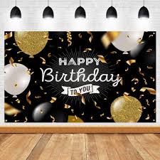 This elegant modern trendy abstract design features sparkly gold glitter lines with confetti on a solid black background. Aimtohome Happy Birthday Black Gold Backdrop Extra Large Fabric Black Gold Sign Poster For Happy Birthday Backdrop Background Banner 30th 40th 50th 60th 70th 80th Birthday Black Gold Party Supplies Buy Online