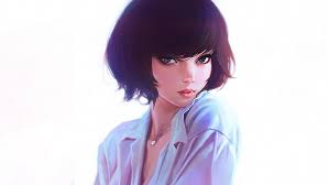 Hot short pixie for black girls. Black Haired Female Character Wallpaper Ilya Kuvshinov Dark Hair Open Shirt Hd Wallpaper Wallpaperbetter