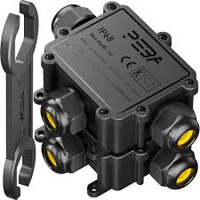 PEBA IP68 Waterproof Junction Box 3-Way Outdoor Cable Electrical Connector  Boxes, M25 Plastic Connector Electrical for 4-14MM Diameter Cable  ,Electrical Cable Connecto,Black 2 packs : Amazon.co.uk: DIY & Tools