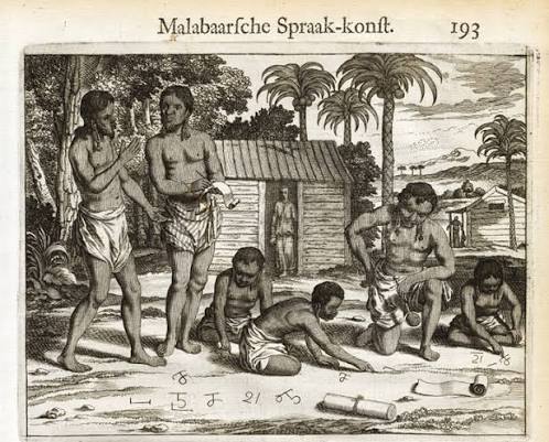 Antique Print of Inhabitants of Malabar by Baldaeus (1672)