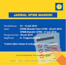 Dalam penyelenggaraannya, unsoed menggunakan sistem daring dalam proses pendaftarannya yang mana ujian tulis akan. Unsoed No Twitter Spmb Mandiri Unsoed Tahun 2019 Silakan Disimak Informasi Terkait Penerimaan Mahasiswa Baru Jalur Mandiri Unsoed Yaa Selengkapnya Bisa Di Cek Di Https T Co Nn8q9zsjhv Unsoed Majuteruspantangmundur Tidakkenalmenyerah Https T