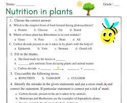 nutrition in plants class 7 worksheet printable