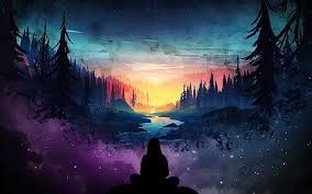 Maybe you would like to learn more about one of these? Hd Wallpaper Silhouette Of Girl Infront Of River Painting Woman S Silhouette In Front Of Pine Trees Painting Wallpaper Flare