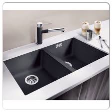 blanco matte black sink and tap grey