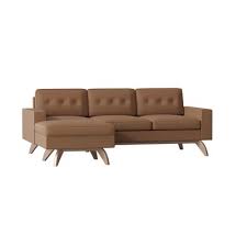 Truemodern Luna Right Hand Facing Sectional Collection Leg Color Honey Body Fabric Klein Dolphin Sectional Sofa With Chaise Corner Sectional Sofa Retro Sofa