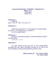 Eu și tu mergem în. Concurs Matematica Clasa A Iv A