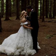 A Still From Sasha Pieterse Hudson Sheaffer S Private Vows In The Forest Sashapieterse Celebrity Wedding Dresses Stylish Wedding Dresses Wedding Dresses