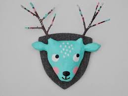 Kinderzimmer Wandobjekt Tierkopf Hirsch In Hellturkis Pappmache Hirsch Basteln Basteln Und Pappmache