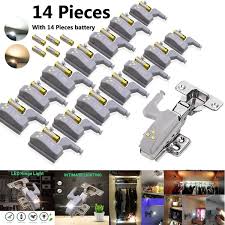 7 14 Pcs Led Under Cabinet Universal Light Cabinet Light Touch Sensor Led Cabinet Lamp Interior Hinge For Kitchen Cabinet Bedroom Wardrobe With Battery Wish