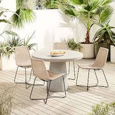 Outdoor Pedestal 44 Bistro Table 4 Slope Dining Chair Set In 2020 Bistro Table Outdoor Dining Chairs Natural Dining Chairs