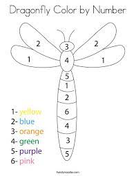 Dragonfly floral mandala coloring page. Dragonfly Color By Number Coloring Page Twisty Noodle