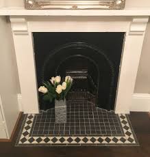 Black And White Mosaic Tile Fireplace Original Victorian Fireplace With Black And White Tiles Hearth Decor Tiles Victorian Fireplace Fireplace Hearth Edwardian Fireplace