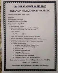 Check spelling or type a new query. Lowongan Kerja Ria Busana Rancaekek 2020 Jl Dangdeur No 25 2021