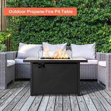 Fire pit table top cover. Protective Cover 42 Inch 60 000 Btu Square Gas Fire Pits With Glass Wind Guard W Ceramic Tabletop With Waterproof Cover Avawing Propane Fire Pit Table Tempered Glass Beads Outdoor Companion Fire Tables Fire