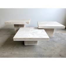 Balancing clean geometry and organic beauty, our travertine coffee table creates a stunning focal point in your living room. Vintage Modern Travertine Nesting Tables Set Of 3 Chairish Travertine Coffee Table Living Room Coffee Table Table
