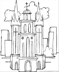This rainbow with clouds (landscape) coloring page features a picture of a rainbow with clouds at the ends to color. Big Church In The Clouds Coloring Page For Kids Free Religions Printable Coloring Pages Online For Kids Coloringpages101 Com Coloring Pages For Kids