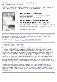 Ongoing political crisis in malaysia. Pdf Current Issues In Tourism Travel Behaviour Among Inbound Medical Tourists In Kuala Lumpur Please Scroll Down For Article Travel Behaviour Among Inbound Medical Tourists In Kuala Lumpur Ee Yan Ong