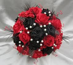 New artificial black, red and white wedding flowers, baby's breath, red, black and white bridal bouquet bridalbouquets. Red White And Black Bouquets For Wedding Best 25 Red Wedding Emasscraft Org