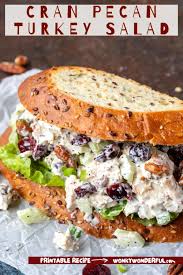 CRANBERRY PECAN TURKEY SALAD recipe:  https://wonkywonderful.com/turkey-salad-recipe/ A fresh and flavorful  combination of turkey, pecans, cranberry, poppyseeds and green onions.