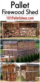 Built a firewood/log storage shed simply by using about nine 4x4x8 and nine 6' panels. Pallet Firewood Shed Easy Pallet Ideas