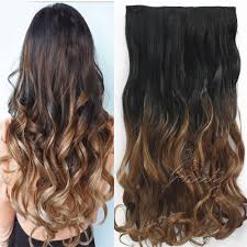 Women Fashion 24inch 60cm One Piece Clip In Hair Extention Ombre Colored Wavy Hair Extensions Natur Wavy Hair Extensions Hair Extentions Balayage Straight Hair