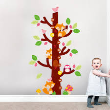 Foxes On Tree Growth Chart Wall Sticker Decal