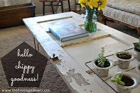 Place the coffee table frame on the back of the door, making sure it is centered and even. Furniture Made From Old Doors Rustic Crafts Chic Decor