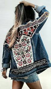 Boho Jeansjacke Kleidung Bestickte Jeansjacke Jeansjacke Pimpen