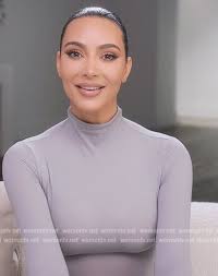WornOnTV: Kim's gray turtleneck bodysuit