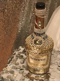 Hennessy Bottle Bedazzled Bottle Bling Bottles Alcohol Bottle Decorations