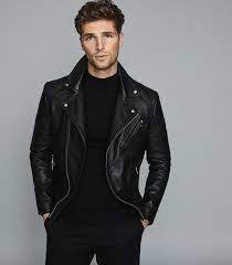 Mimo Black Leather Biker Jacket Reiss In 2021 Black Leather Jacket Men Best Leather Jacket Brands Mens Leather Jacket Biker