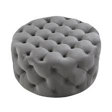 Multiple tiers give this velvet pouf its striking silhouette that will look great in both modern and. Inspired Home Drita Grey Modern Velvet Round Ottoman On95 02gr Lac Rona