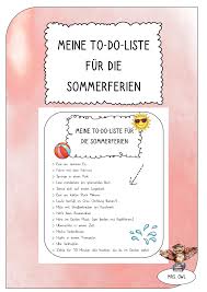 Meine To Do Liste Fur Die Sommerferien Unterrichtsmaterial Im Fach Fachubergreifendes To Do Liste Lernen Ferien